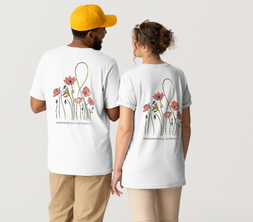 October 7th Memorial T-Shirt - White and Colored Print