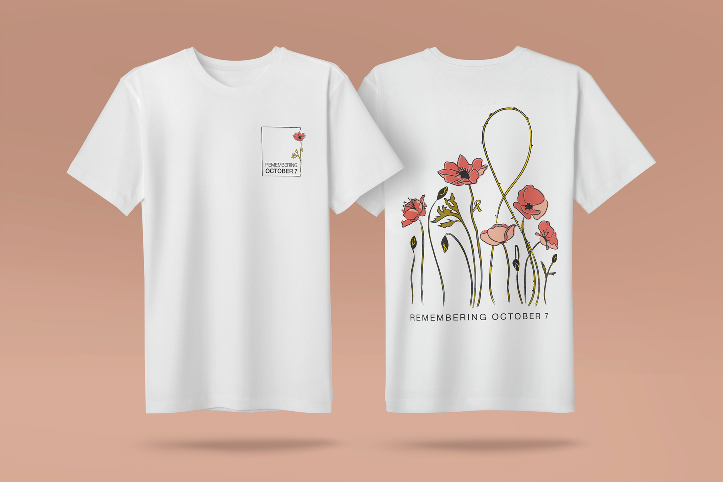 October 7th Memorial T-Shirt - White and Colored Print